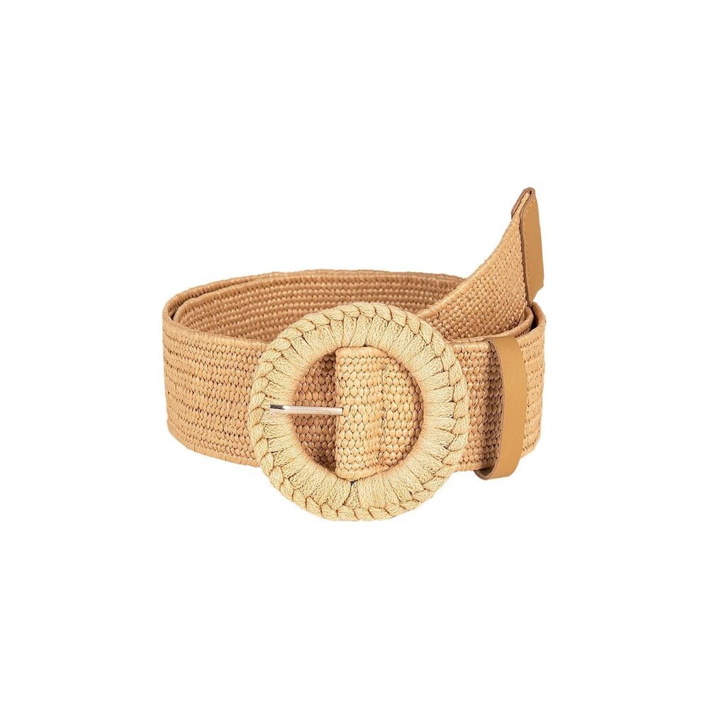 4816 Women's Boho Round Buckle Belt Straw Woven Waist Belts Brown Suit